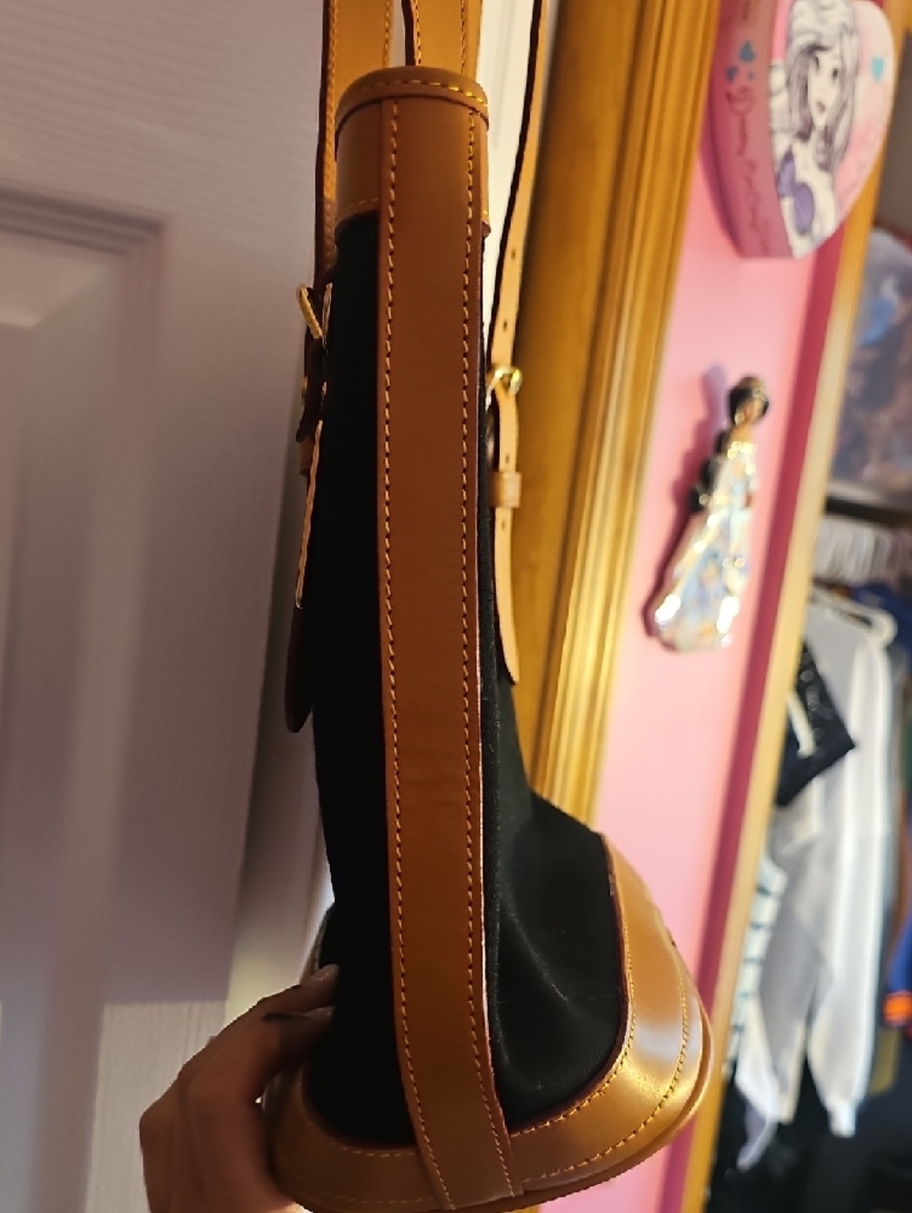 Dooney & Bourke Black Canvas Tote with Tan Leather Trim - Picture 6 of 16